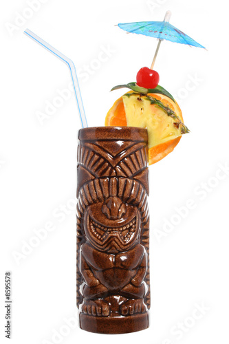Tropical cocktail served in a tiki style glass