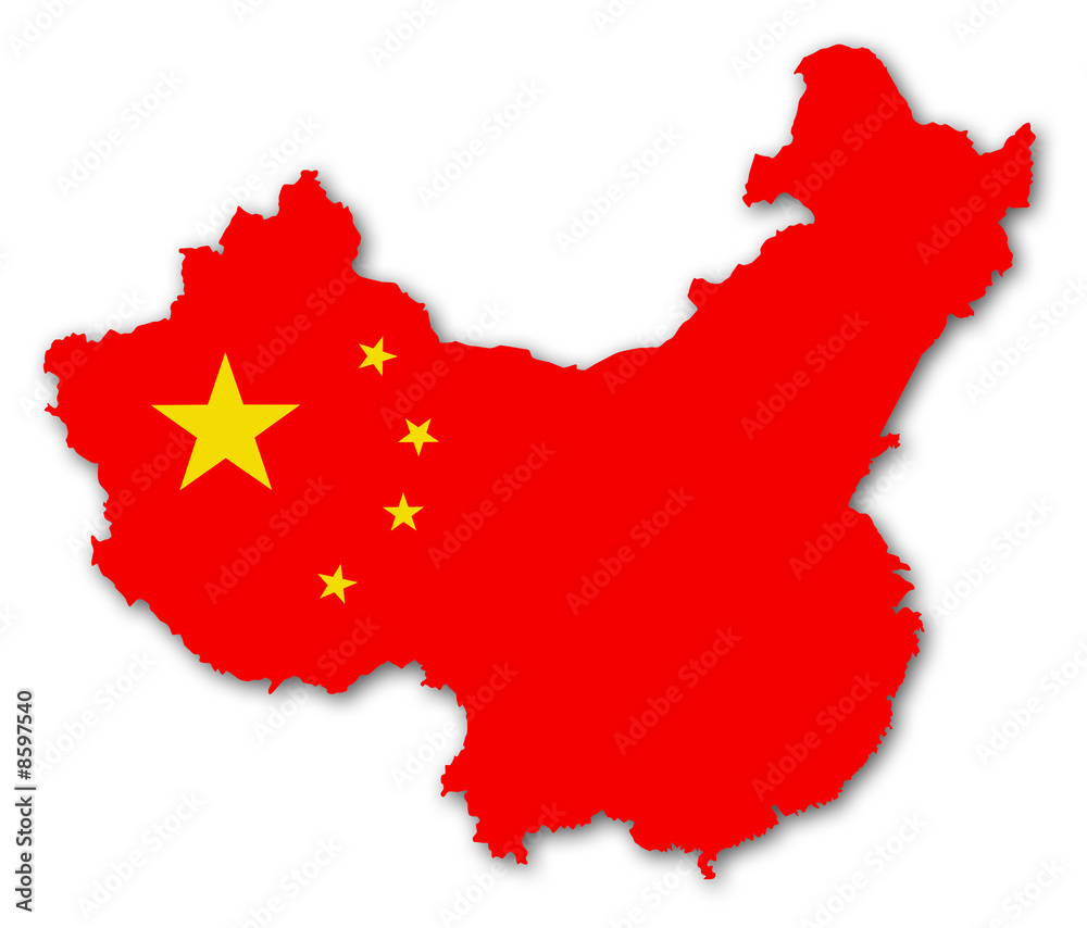 Fototapeta premium china karte fahne schatten map
