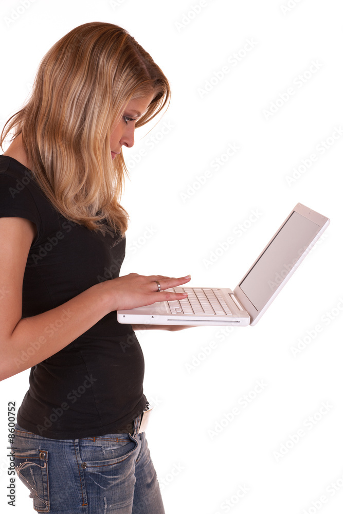 Fototapeta premium junge Frau mit Laptop