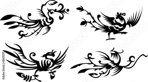 four asian/chinese phoenixes