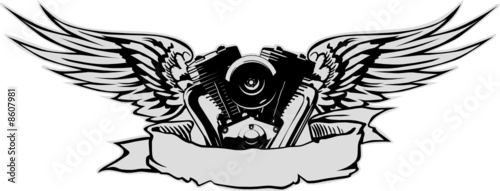 Vector engine with wings at gray basis