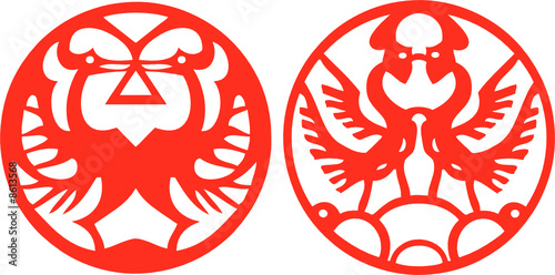 two phoenixes/birds - traditional paper cut