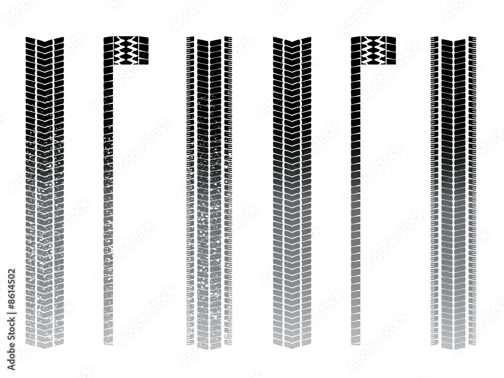 Tyre tracks, clean and grunged sets Tyre tracks, clean and grunged sets