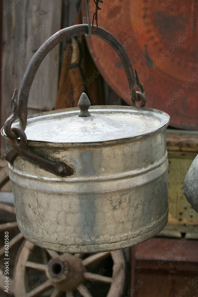 An antique pots hanging