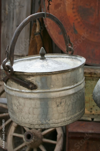 An antique pots hanging