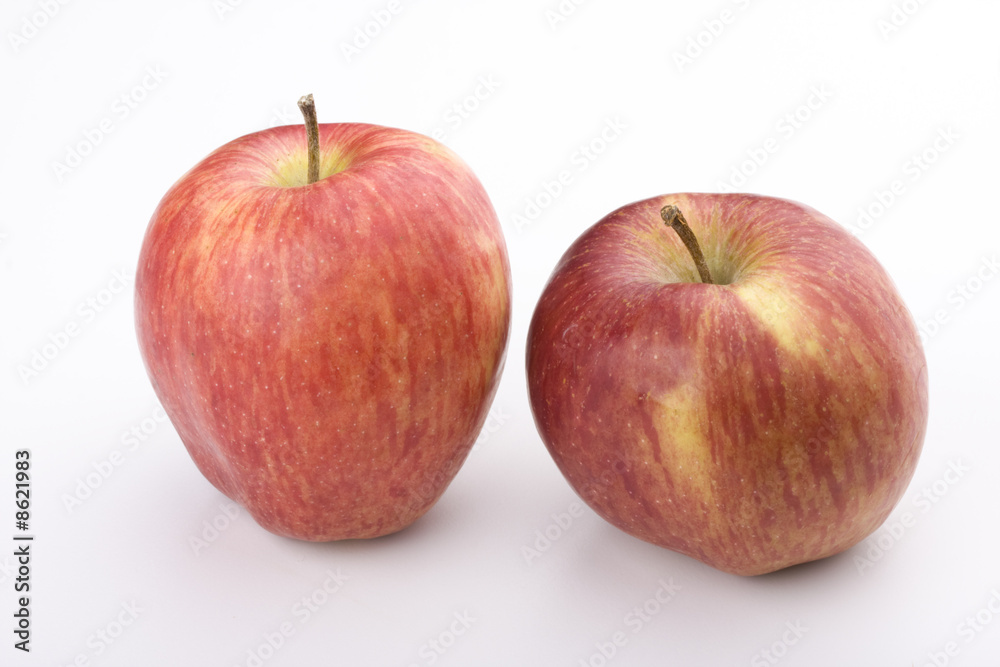 two red apples on white background two red apples on white background