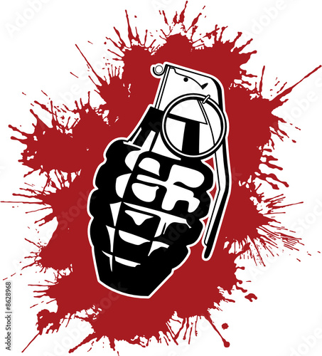 Grenade with splattered blood