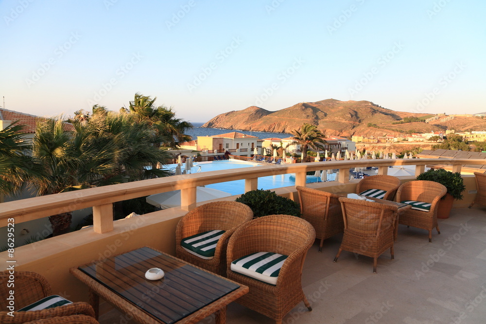 Open-air café with sea view