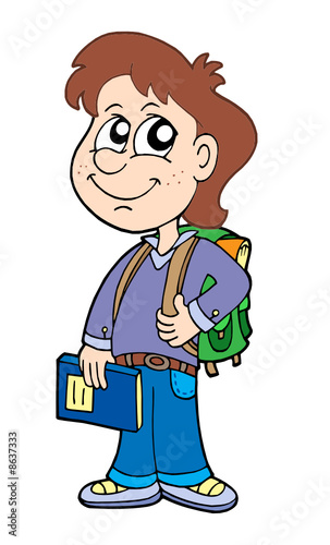 Pupil boy with school bag