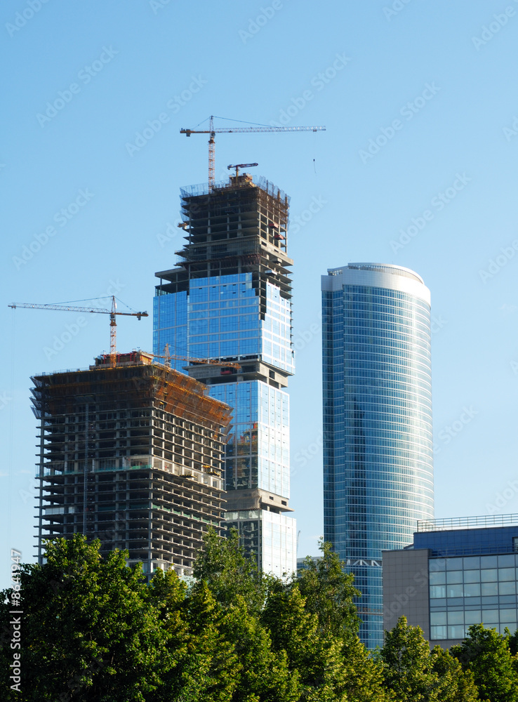 Construction of skyscrapers.