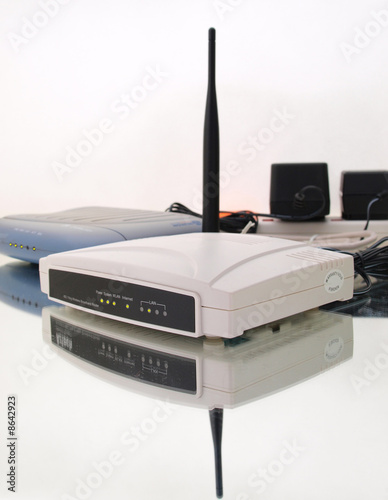 White Wireless Router Composition