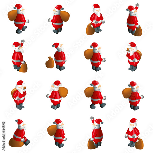 16 Weihnachtsmänner als nahtlose Textur geeignet