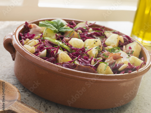 Potato Bacon and Pickled Red Cabbage Salad