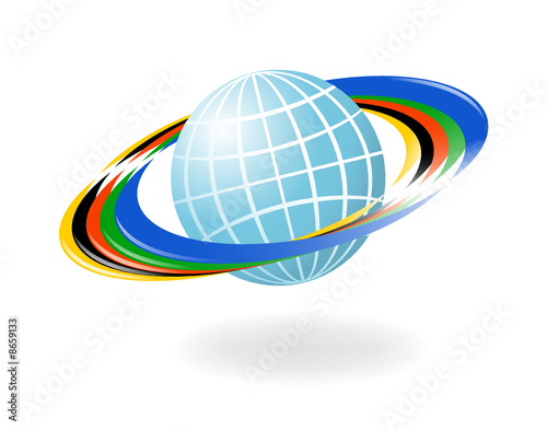 Globe with the colors of the five continents