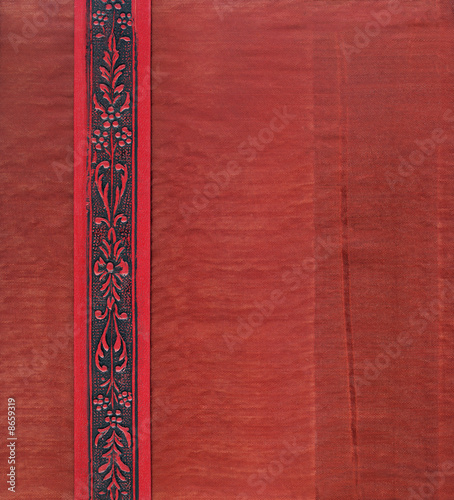 Vintage Fabric Inside Book Cover in Red