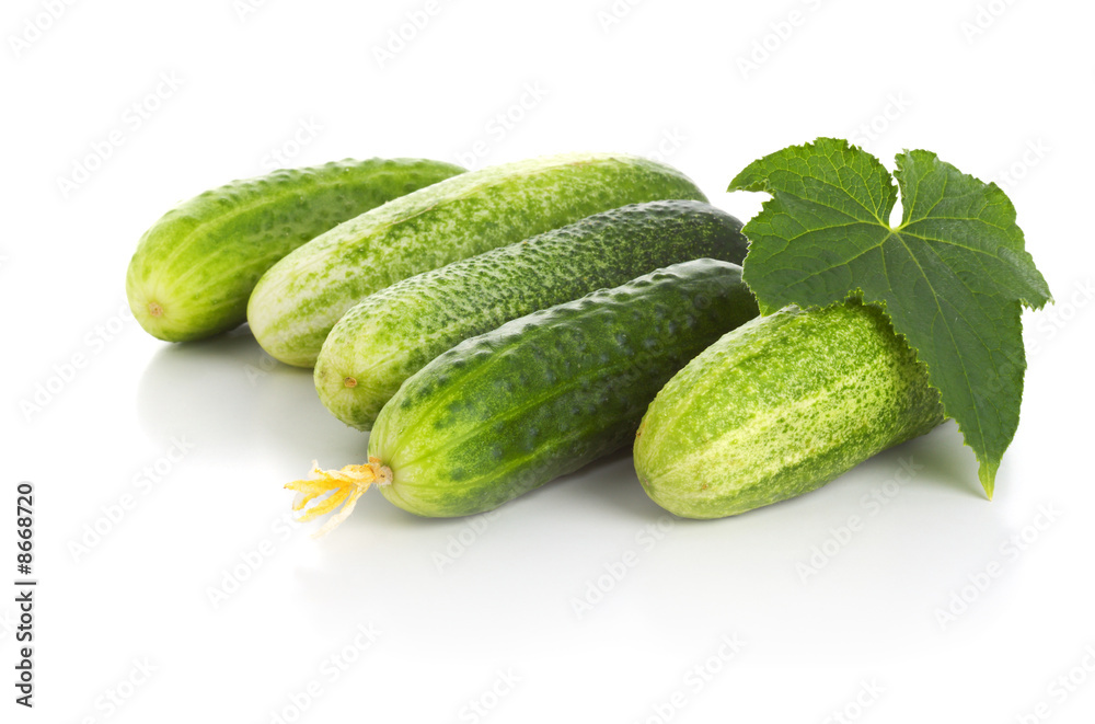 Fresh cucumbers isolated over white Fresh cucumbers isolated over white