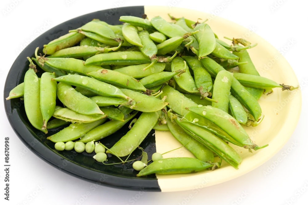 Peas pods on a plate