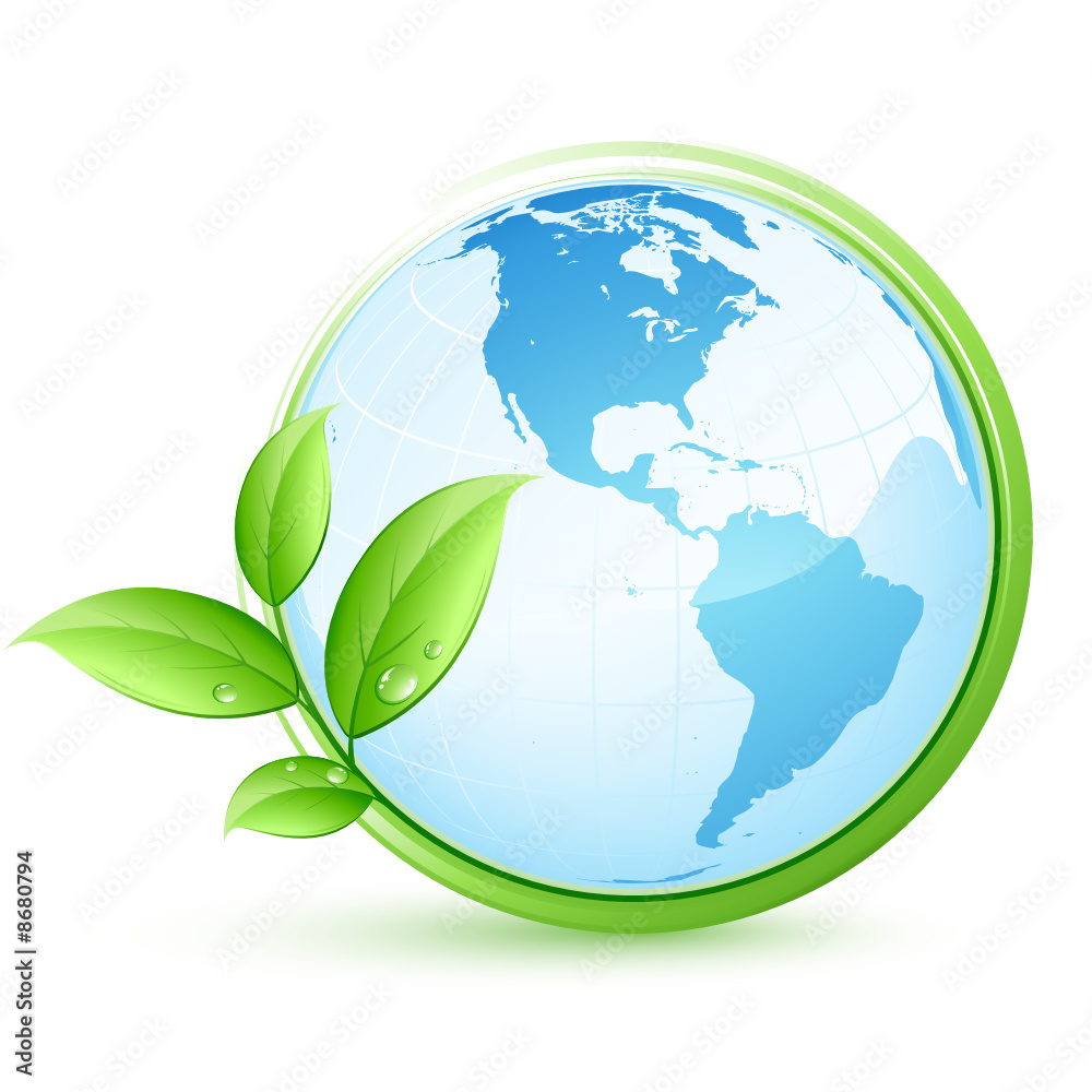planète terre bleue et feuilles