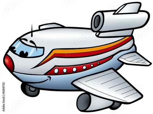 Aeroplane B - smiling cartoon illustration