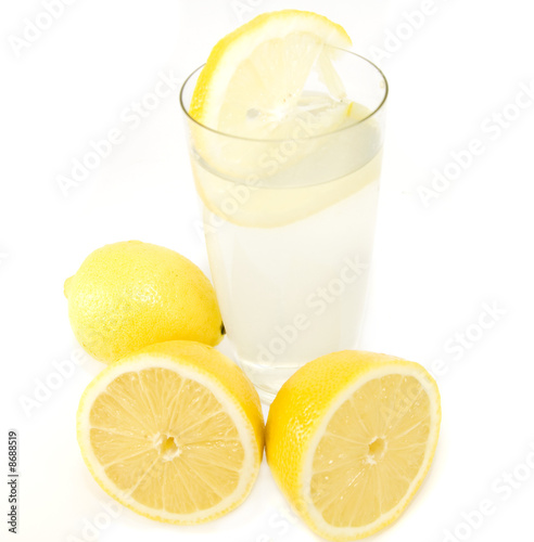 lemonade with lemons isolated on white
