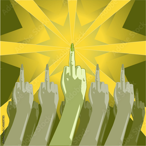 A legion of women giving the finger