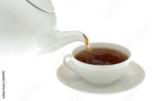 tea series shot on white background, pot and cup