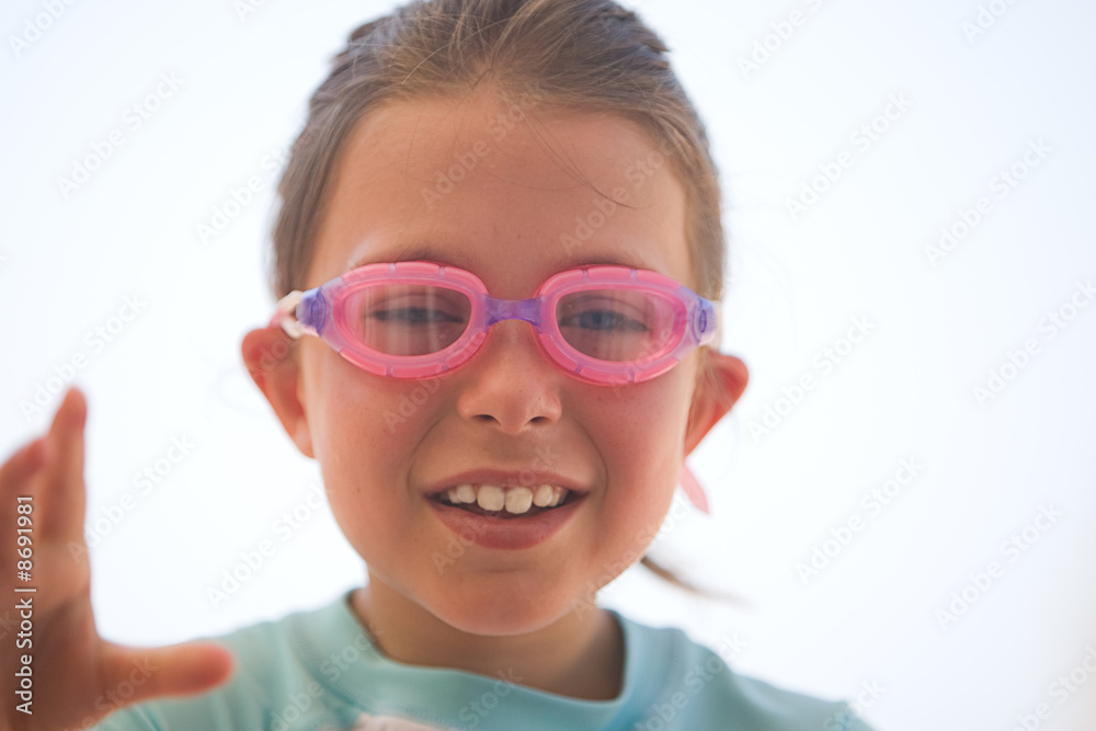 Young Child with Swimming Goggles Young Child with Swimming Goggles