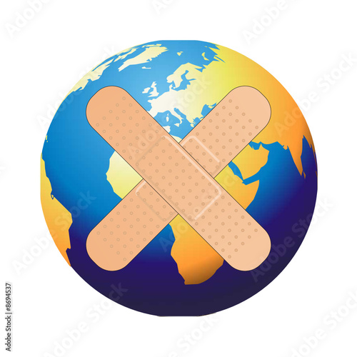 globo terra con bendaggio di ceroti