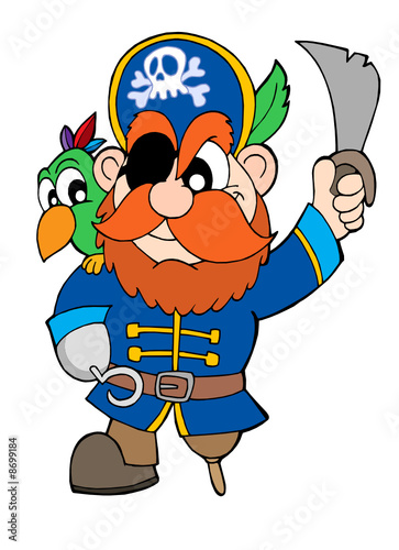 Pirate with sabre and parrot