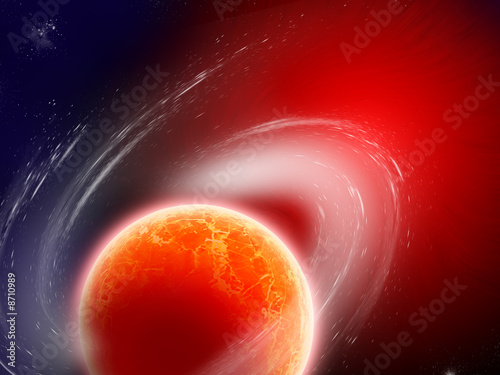 hot magma planet in nebula spiral
