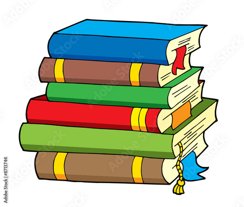 Pile of various color books