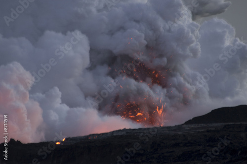Kilauea Volcano lava flow enters ocean, Kalapana, Hawaii