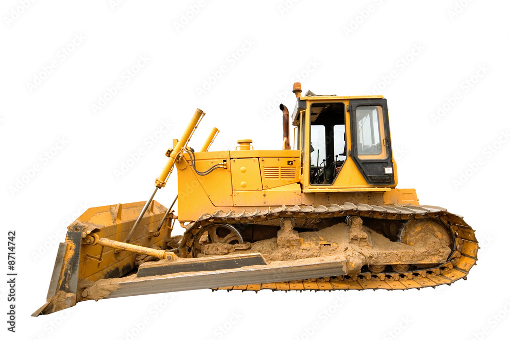 The heavy dirty building bulldozer of yellow color The heavy dirty building bulldozer of yellow color