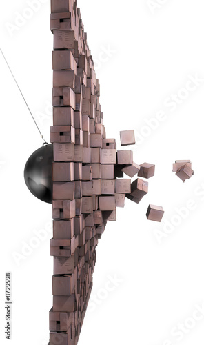 boulet de démolition cartons