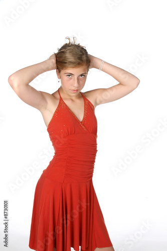 pre teen girl in red dress © sparkmom
