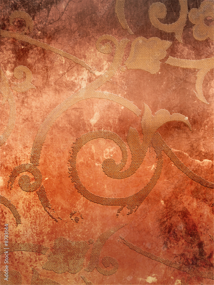 Naklejka premium Old, grunge background with floral, textured pattern