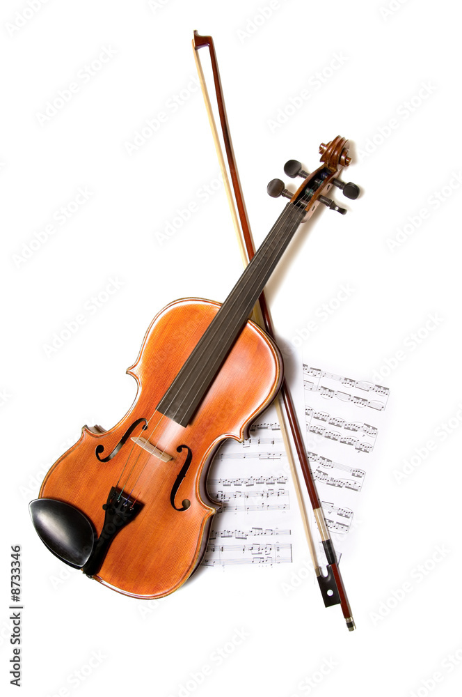Fototapeta premium Violin, bow and music