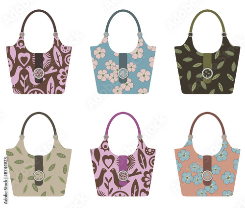 set of handbags with patterns