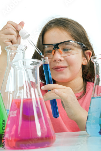 girl in science class