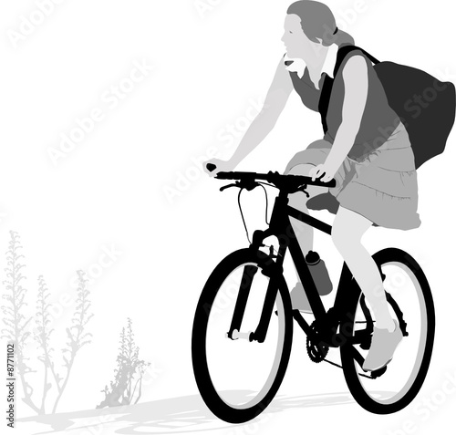 female triathlon runner vector illustration