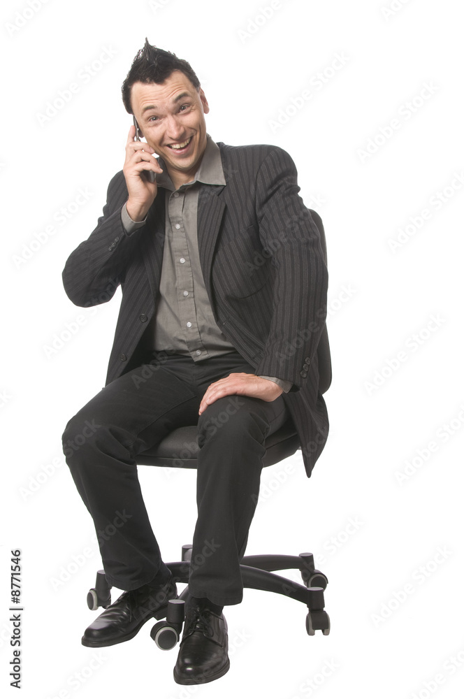 Business-Punk, Manager telefoniert am Handy Business-Punk, Manager telefoniert am Handy