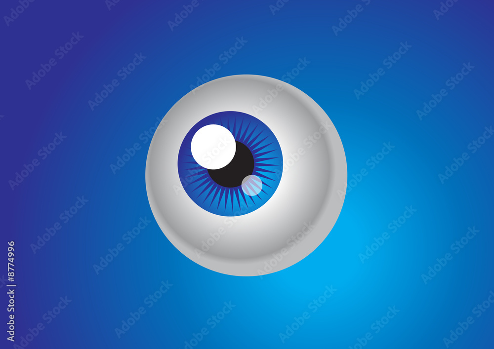 Blue eye on blue background