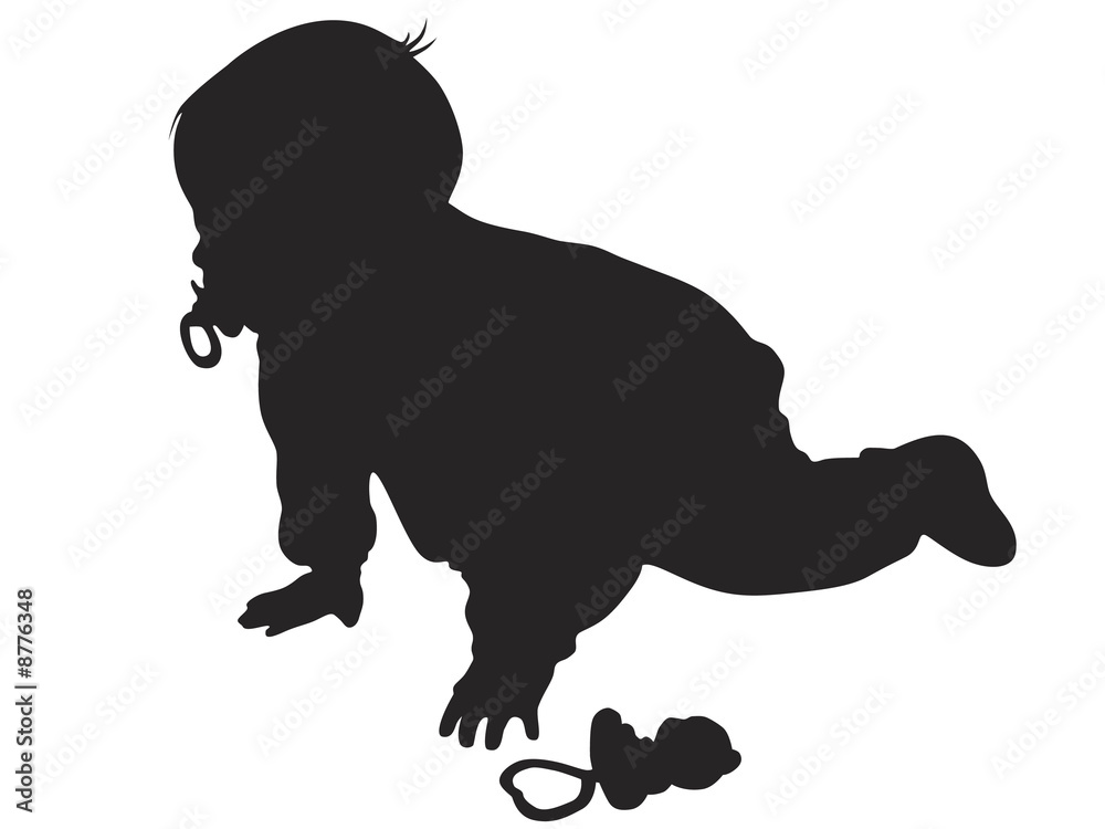 Vector little baby silhouette against the white background Vector little baby silhouette against the white background