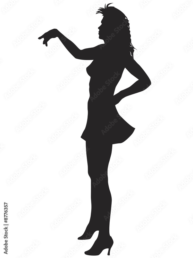 Vector girl silhouette against the white background