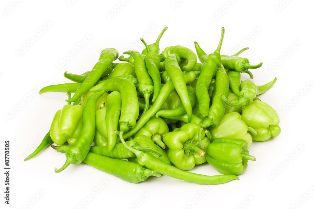 Green peppers isolated on the white background Green peppers isolated on the white background