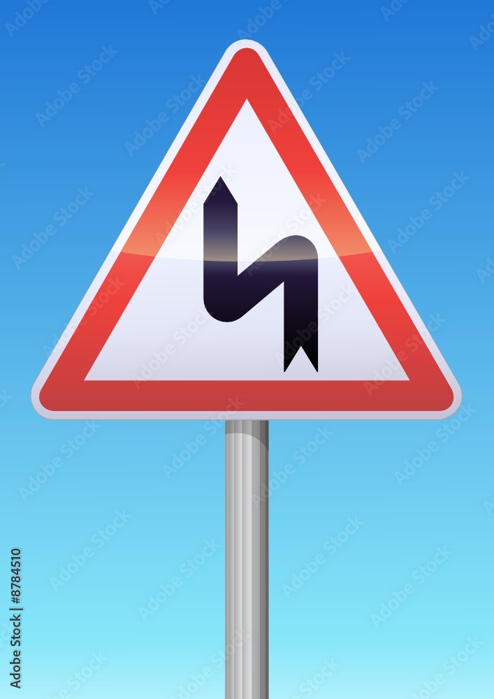 Panneau de danger succession de virages droite Panneau de danger succession de virages droite