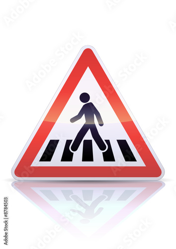 Panneau de danger passage pour piéton (reflet métal)