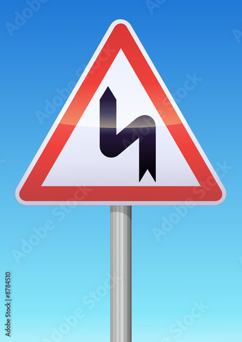 Panneau de danger succession de virages droite