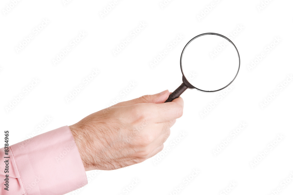 hand of man with loupe hand of man with loupe