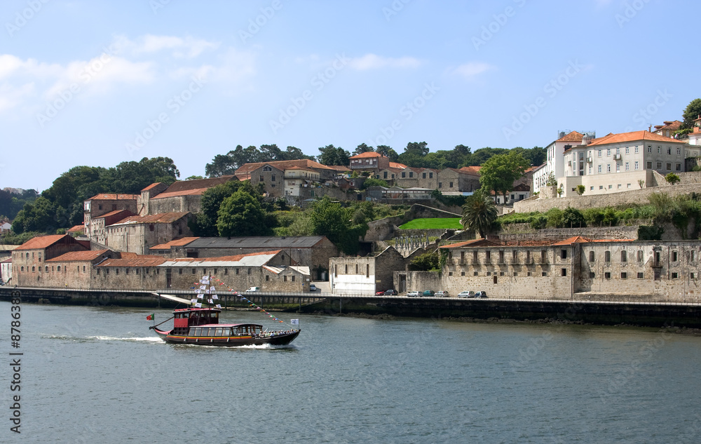 Touristic boat on the portugal river Douro in Porto